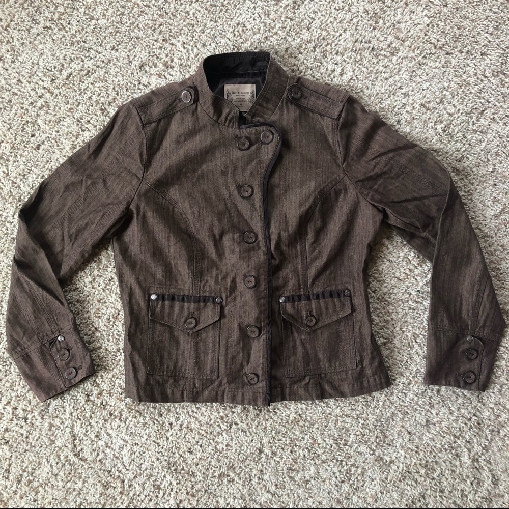 Ruff Hewn Brown Bomber Jacket Size Medium